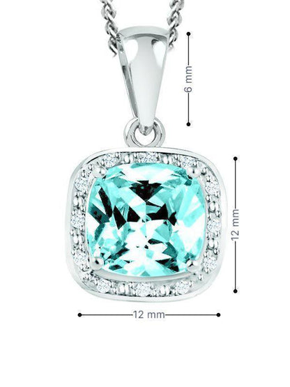 December Birthstone Pendant with Diamond Accent set in Sterling Silver