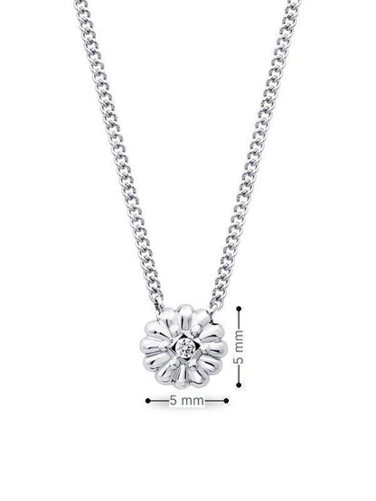 0.008CT Diamond and 10K White Gold Flower Pendant