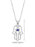 0.01TDW Diamond and 2.5mm Sapphire Hamsa Pendant in 10K White Gold