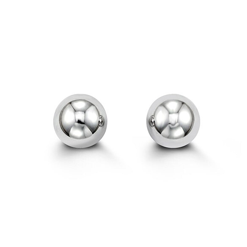 14K White Gold 8MM Ball Earrings