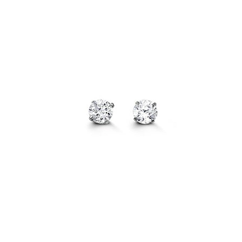 14K White Gold 3mm Round CZ Stud Earrings