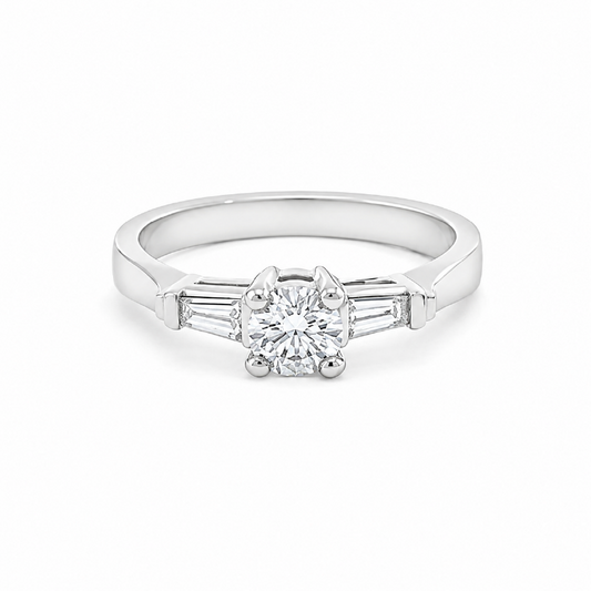 14K White Gold 0.45TDW Baguette Cut Diamond Ring