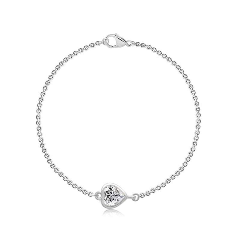 Sterling Silver White Gold Plated 0.285CT Lab Grown Diamond Reversible Heart Motif Bracelet