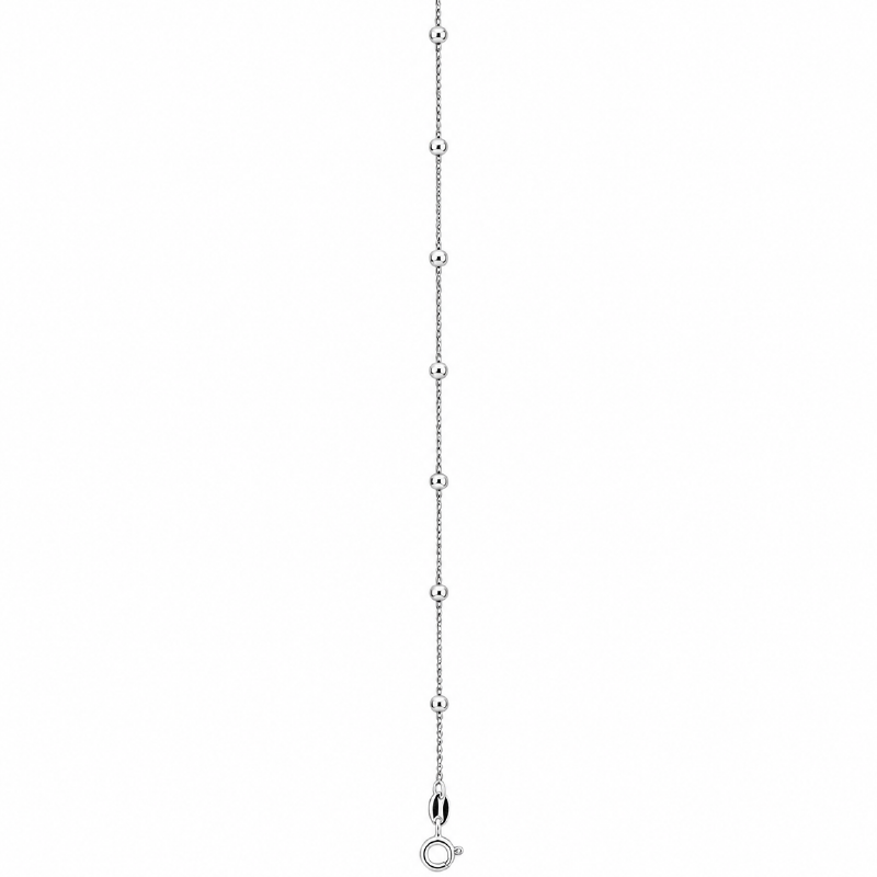 Sterling Silver White Gold Plated Fancy Ball Anklet