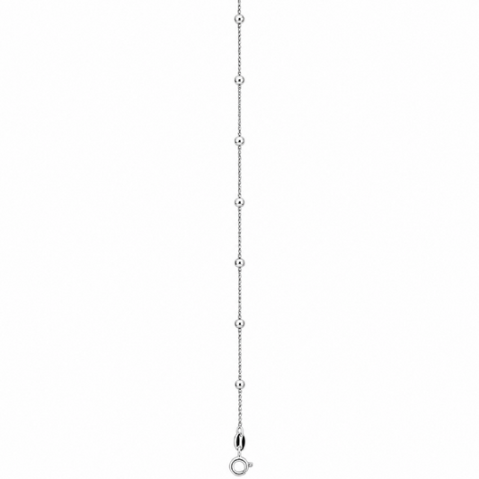Sterling Silver White Gold Plated Fancy Ball Anklet