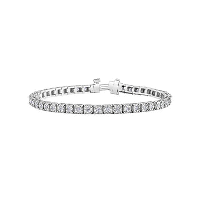 1.00TDW Diamond Illusion Set Bracelet in 10K White Gold