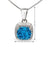 December Birthstone Color Blue CZ Cushion Pendant in Sterling Silver