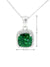 May Birthstone Emerald Color CZ Cushion Pendant In Sterling Silver