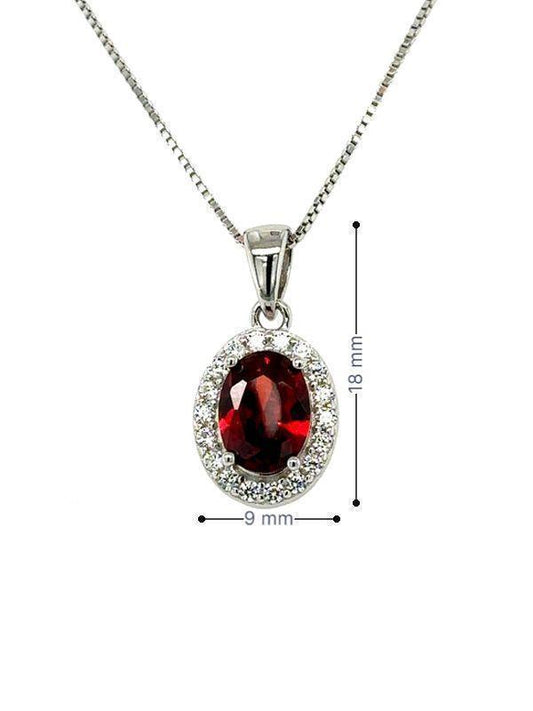 January Birthstone Garnet Color CZ Pendant in Sterling Silver