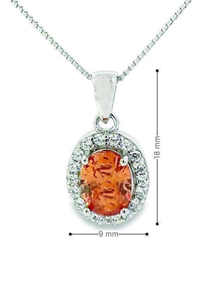 Novemver Birthstone Yellow Color CZ Oval Pendant in Sterling Silver