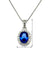 September Birthstone Color CZ Oval Pendant in Sterling Silver