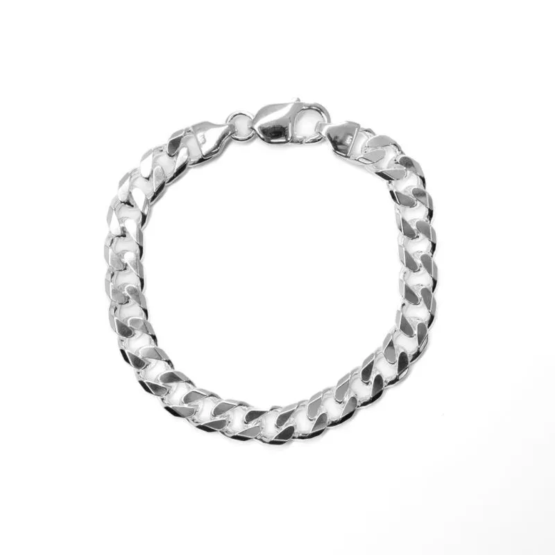 Sterling Silver Italian 8&quot; 10.9mm Men&#39;s Curb Link Bracelet