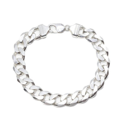 Sterling Silver Italian 8" 12.9mm Men's Curb Link Bracelet