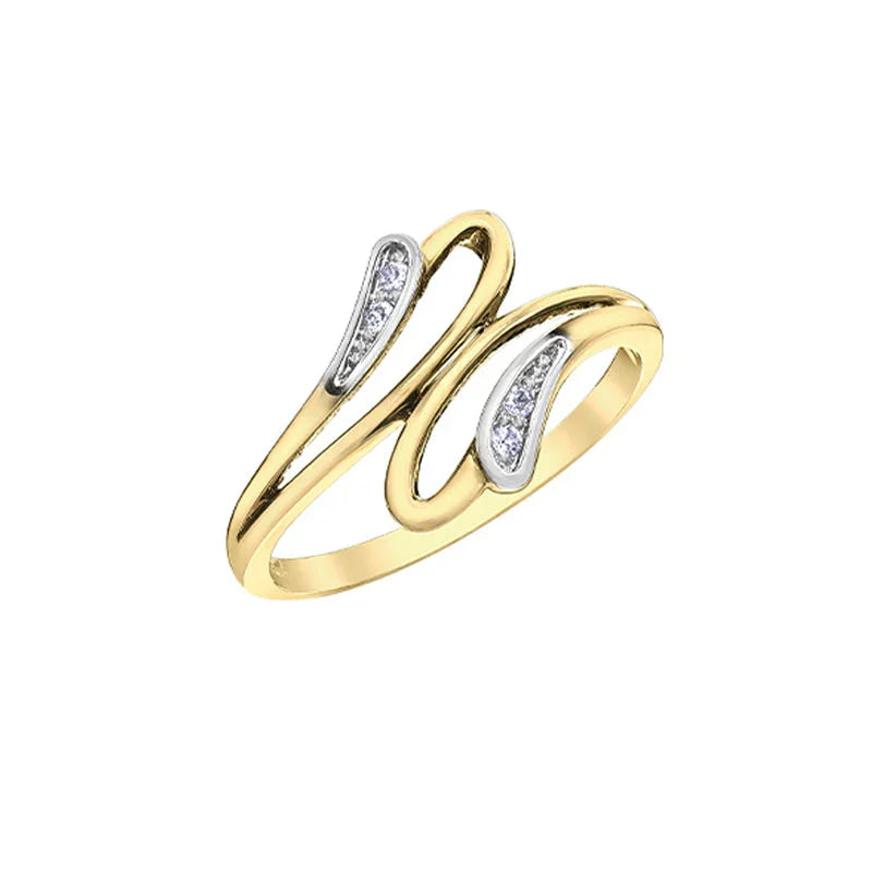 10K Yellow and White Gold 0.04TDW Diamond Fashion Ring