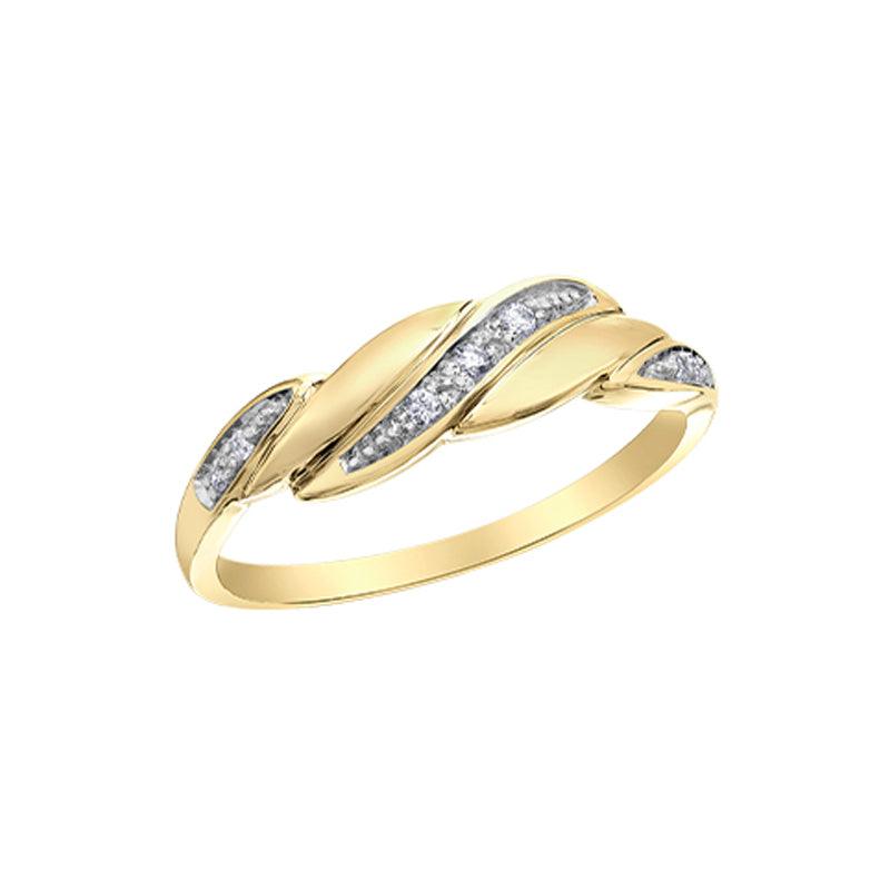 10K Yellow Gold 0.05TDW Twist Diamond Band