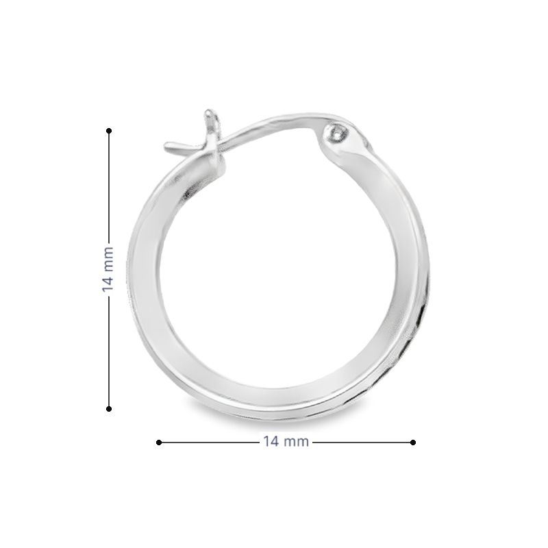 10k White Gold CZ Round Hoop Earrings