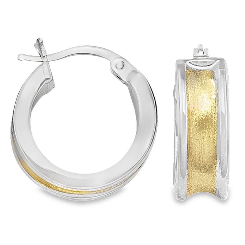 14K Yellow and White Fancy Hoop Earrings