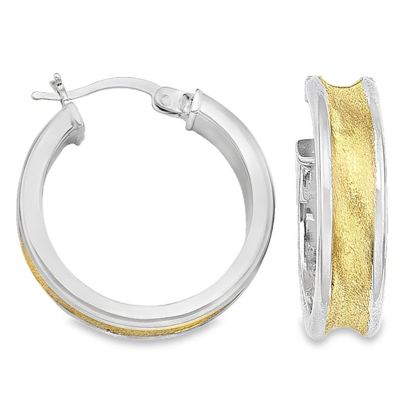 Fancy Hoop Earrings 14K Yellow and White Gold