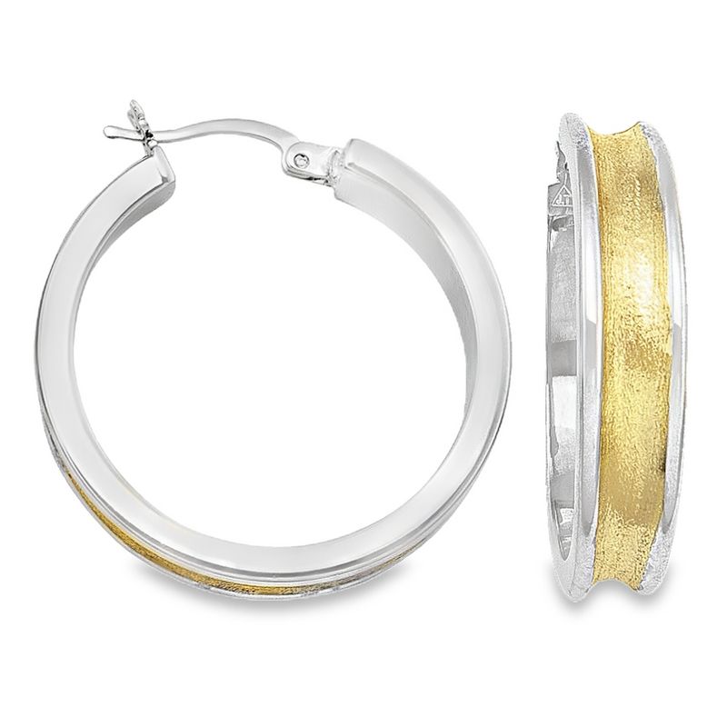 14K Two-Tone Fancy Hoop Earrings