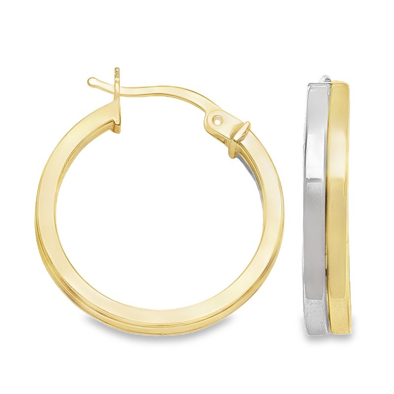 14K Yellow and White Gold Hoop Earrings