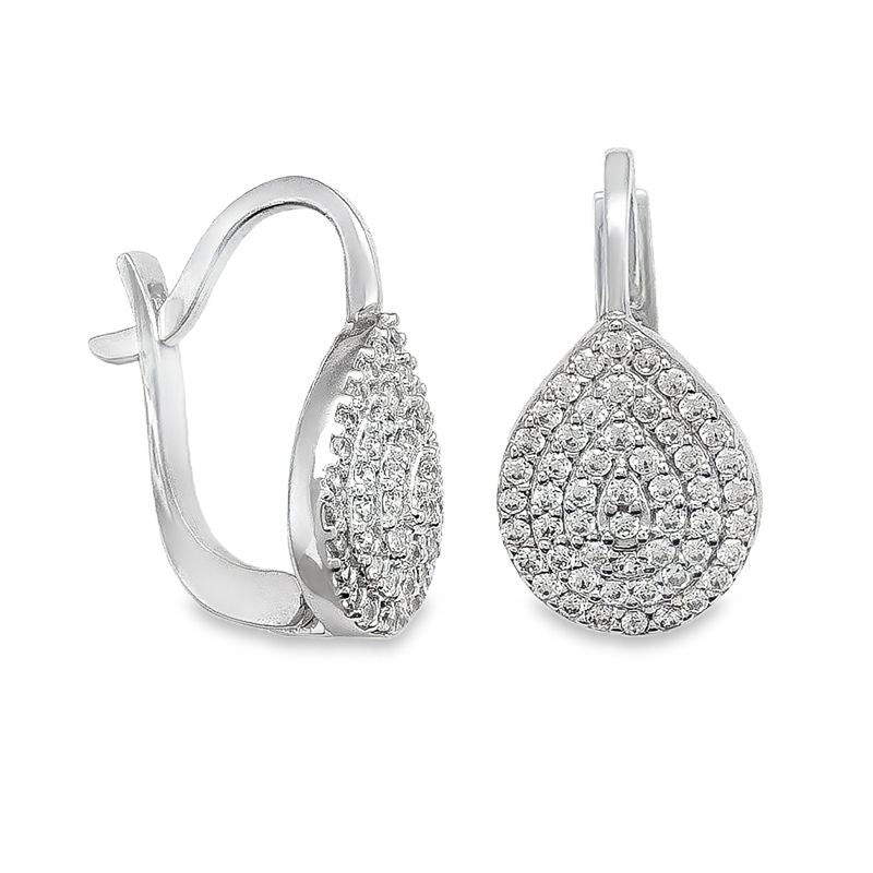 10K White Gold Fancy CZ French Back Earrings