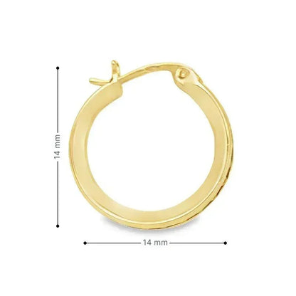 10k Yellow Gold CZ Round Hoop Earrings