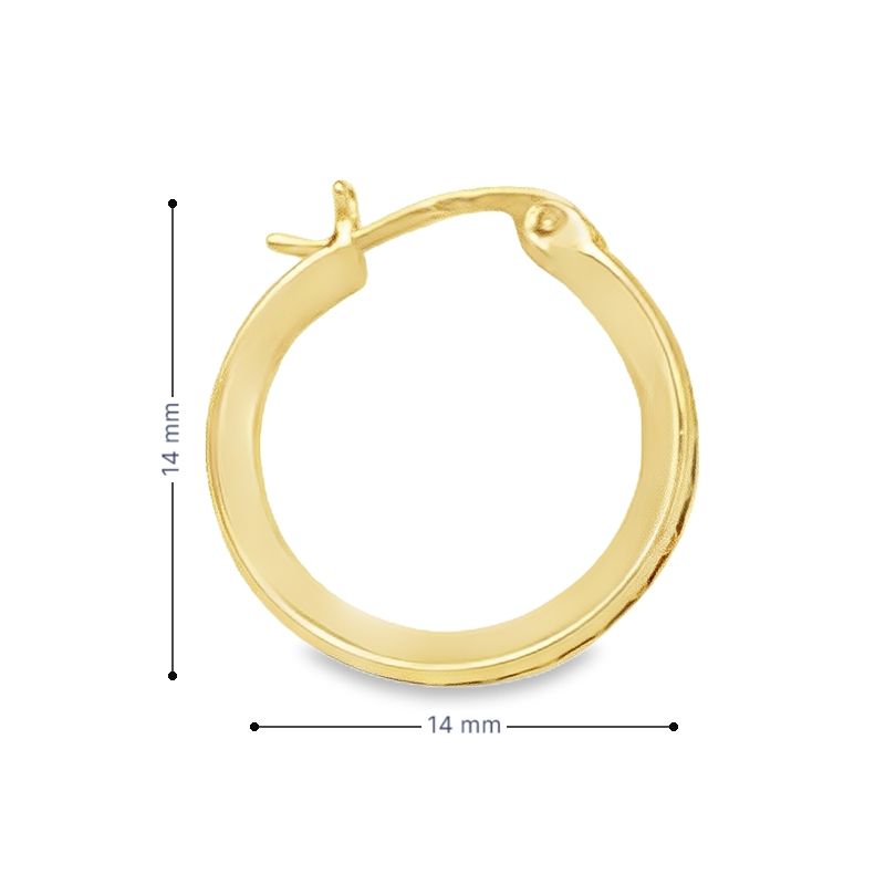 10k Yellow Gold CZ Round Hoop Earrings