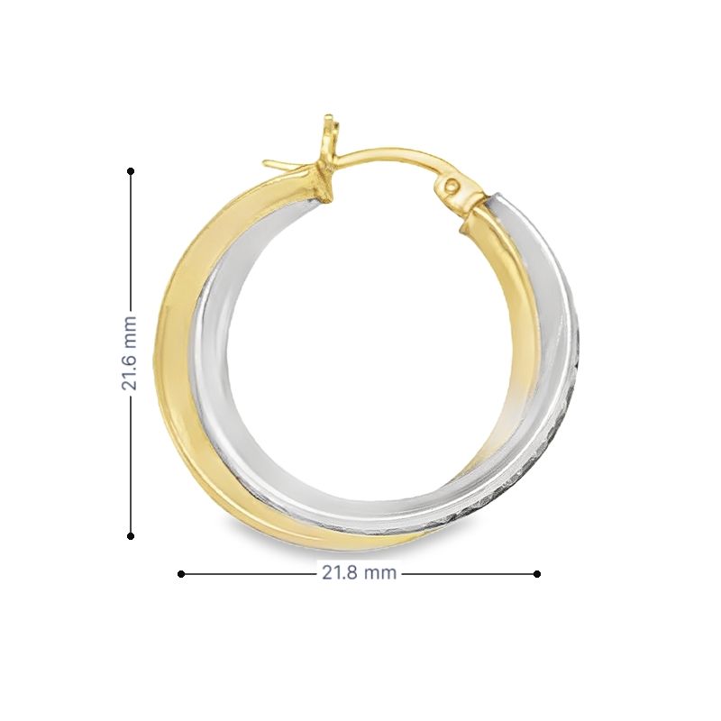 Fancy CZ Hoop Earrings in 10K Yellow and White Gold