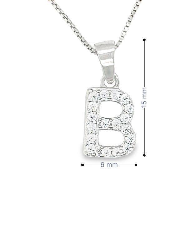 Dazzling Sterling Silver CZ Initial B Pendant with Chain