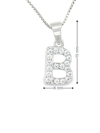 Dazzling Sterling Silver CZ Initial B Pendant with Chain