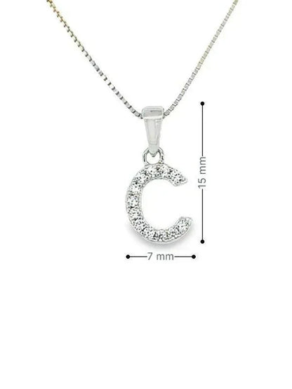 Cubic Zirconia and Sterling Silver Initial C Pendant