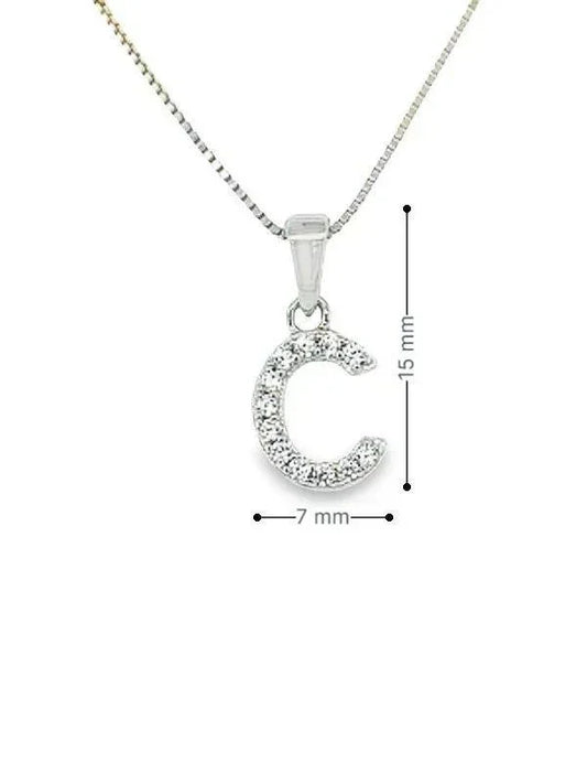 Cubic Zirconia and Sterling Silver Initial C Pendant