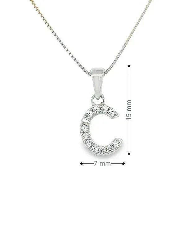 Cubic Zirconia and Sterling Silver Initial C Pendant