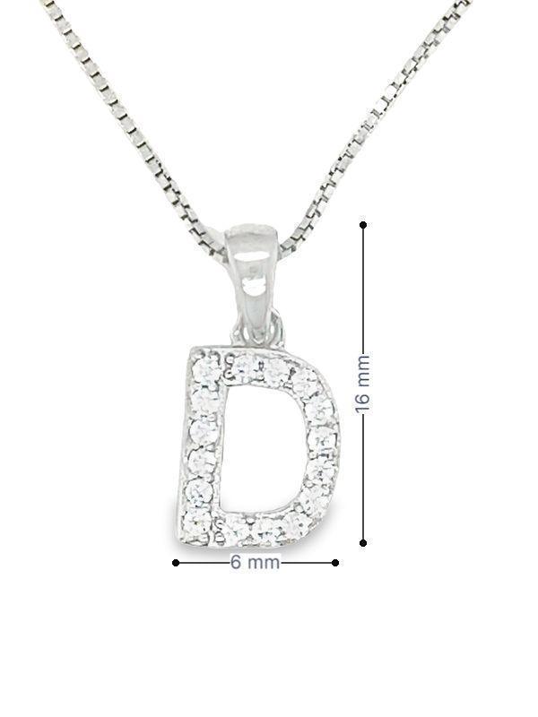 Sparkling Sterling Silver CZ Initial Letter D Pendant