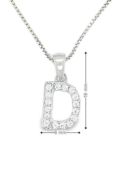 Sparkling Sterling Silver CZ Initial Letter D Pendant
