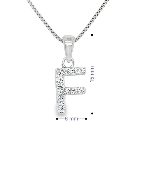 Sterling Silver Cubic Zirconia Initial Letter F Pendant