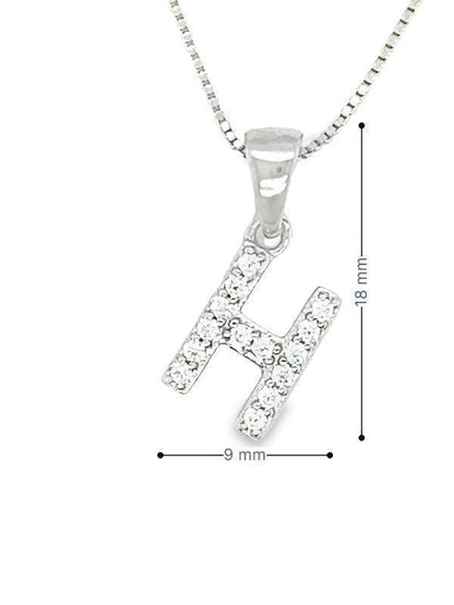 Initial H Pendant in Sterling Silver and Cubic Zirconia