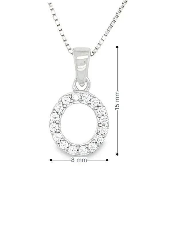 Sterling Silver Cubic Zirconia Initial Letter "O" Pendant