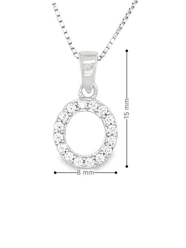 Sterling Silver Cubic Zirconia Initial Letter &quot;O&quot; Pendant