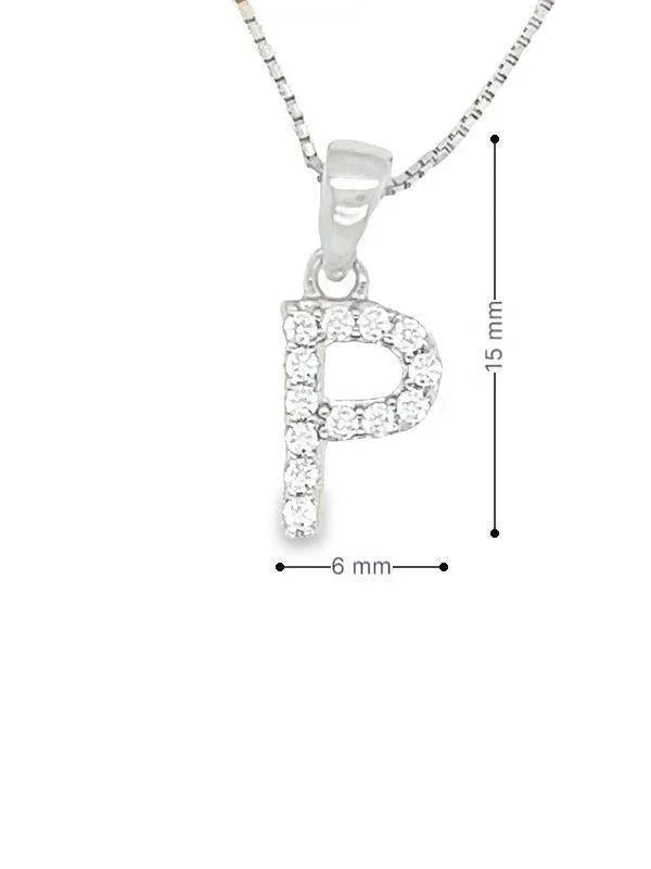 Sterling Silver CZ Initial Letter "P" Pendant