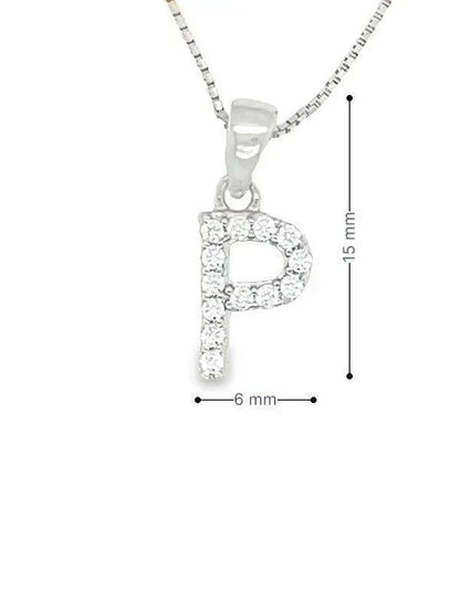 Sterling Silver CZ Initial Letter "P" Pendant
