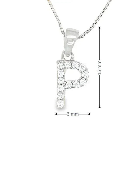 Sterling Silver CZ Initial Letter "P" Pendant