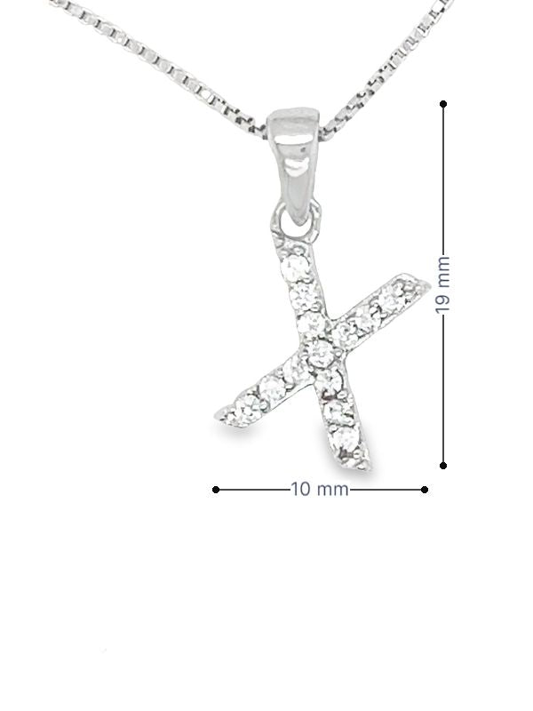 Sterling Silver Cubic Zirconia Initial Letter &quot;X&quot; Pendant