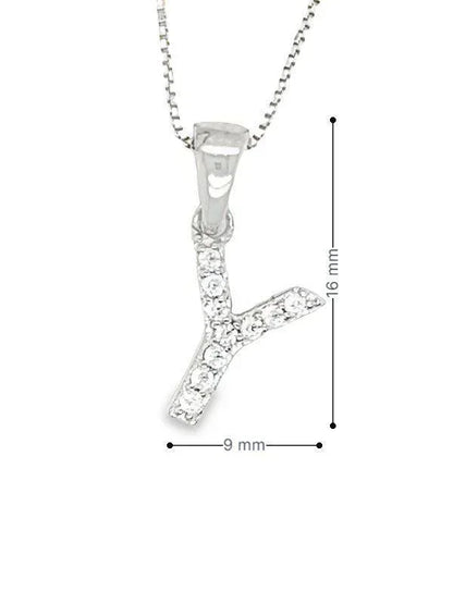 Sterling Silver CZ Initial Letter Y Pendant