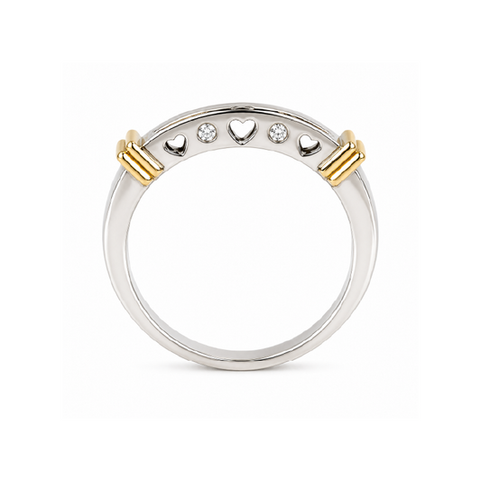 10K White Gold 0.15CT Diamond Heart Band