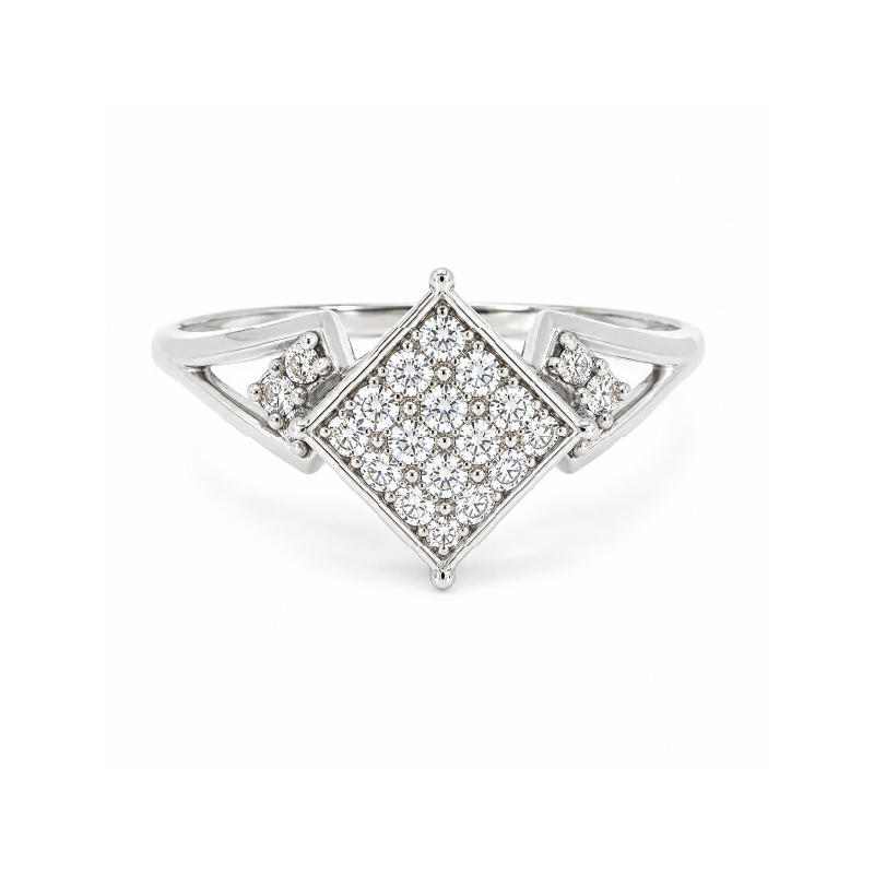 10K White Gold 0.08CT Diamond Cluster Ring