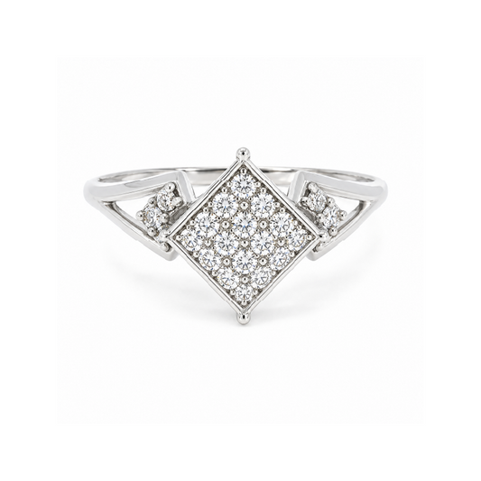 10K White Gold 0.08CT Diamond Cluster Ring