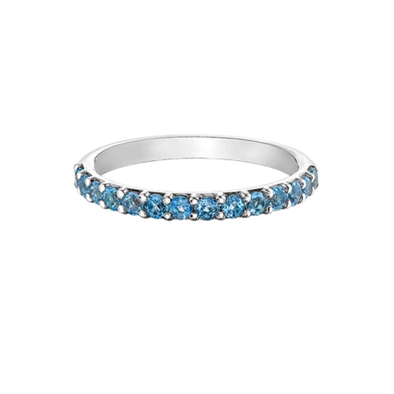 10K White Gold Blue Topaz Ring-Band