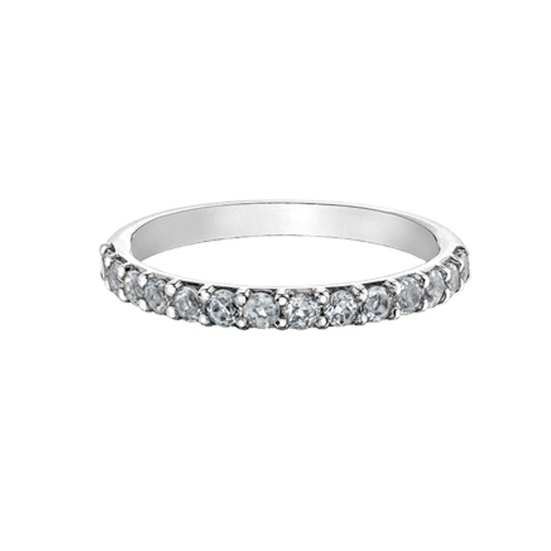 10K White Gold White Topaz Ring-Band