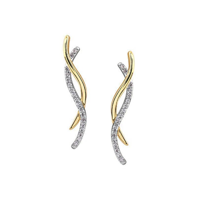 10K Yellow and White Gold 0.20TDW Diamond Long Fancy Earrings